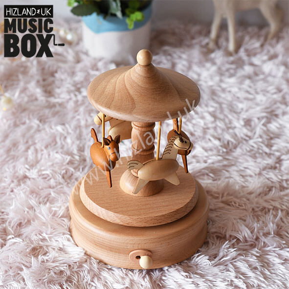 Wooden Carousel Horse Music Box | Merry Go Round